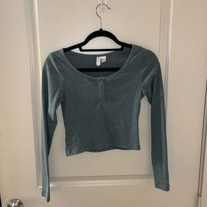 Green long sleep crop